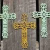 Cast Iron Crosses Set Of 3-Antique And Verde Finish