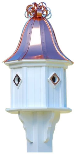 Copper Roof Birdhouse 34x14 Ribbon Detail 4 Portals -The Birdhouse Chick BH14 4CP BC CURLY