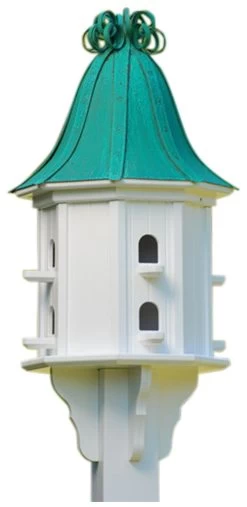 Copper Roof Dovecote Birdhouse 36x14 Ribbon Detail- 8 Perches 9 Copper Roof Dovecote Birdhouse 36x14 Ribbon Detail- 8 Perches -The Birdhouse Chick BH14 8 PC CURLY