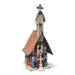 Barn Wood & Tin Church Birdhouses