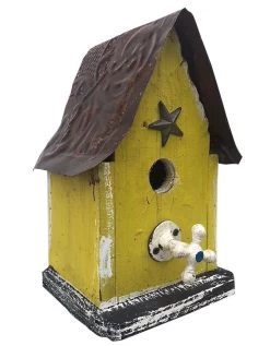Barn Wood & Tin Rustic Birdhouses -The Birdhouse Chick Barn wood ructic Birdhouse Yellow