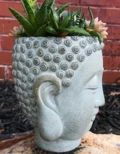 Buddha Head Planter 7 Buddha Head Planter -The Birdhouse Chick Buddha Head Planter side view