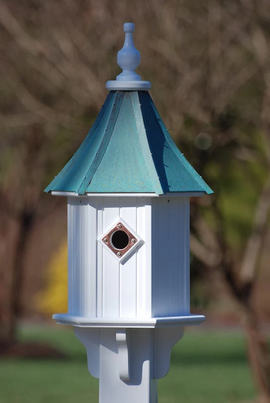Copper Roof Birdhouse 28x10-Patina 3 Copper Roof Birdhouse 28x10-Patina