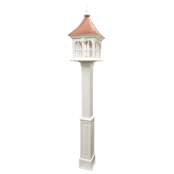 Copper Roof Vinyl/PVC Bird Feeder With Double Window- 29x14 -The Birdhouse Chick Copper Roof Birdfeeder on lamp post