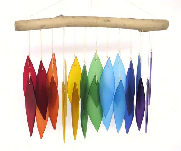 Rainbow Glass & Driftwood Wind Chime 3 Rainbow Glass & Driftwood Wind Chime