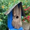 Rustic Log Front Birdhouses- 2 Sizes -The Birdhouse Chick Log Front Birdhouse Blue Med
