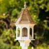 Gazebo Bird Feeder-Vinyl With Cypress Roof 12x28 -The Birdhouse Chick Vinyl Gazebo Bird Feeder Post Mount