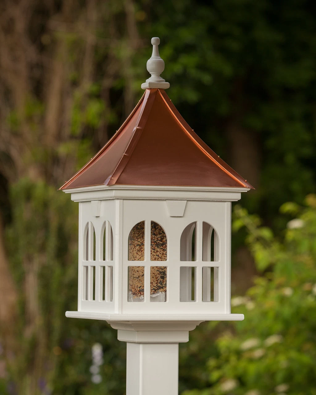 Copper Roof Vinyl/PVC Bird Feeder With Double Window- 29x14