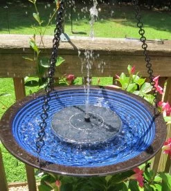 Solar Bird Bath With Stand -The Birdhouse Chick blue ceramic solar bird bath 8c71c4ec 91e8 4be7 9646 6baae3ee43be