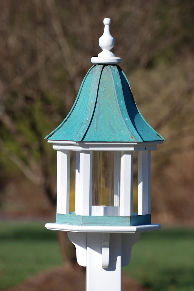 Copper Roof Bird Feeder Column Style - 28x12 3 Copper Roof Bird Feeder Column Style - 28x12
