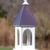 Copper Roof Bird Feeder Post-Mount - 28x8 -The Birdhouse Chick copper roof bird feeder vinyl pvc 28x8 1