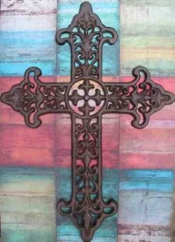 Large Cast Iron Cross With Scrolling Detail-17.5 Inch