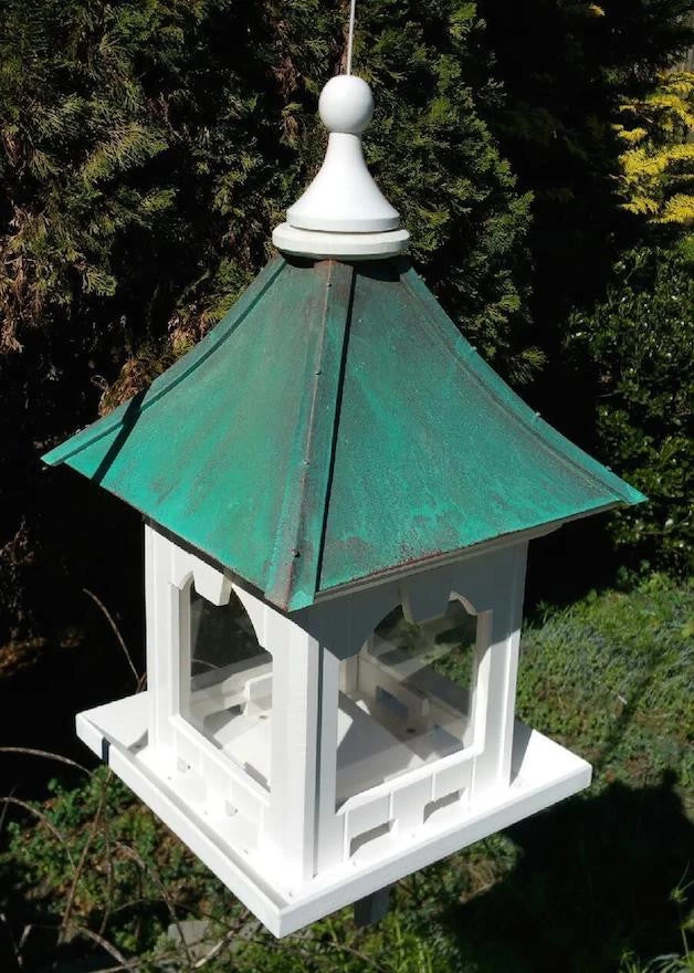Copper Roof Bird Feeder With Large Capacity - Hanging 4 Copper Roof Bird Feeder With Large Capacity - Hanging - Image 2