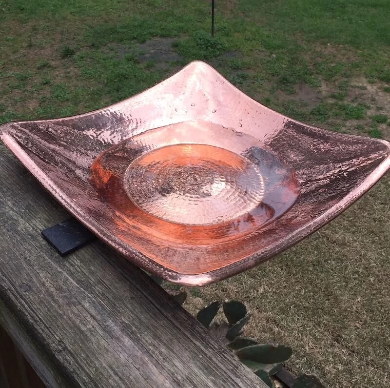 Solid Copper Deck-Mount Bird Bath 3 Solid Copper Deck-Mount Bird Bath