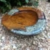 Teak And White Ground Bird Bath -The Birdhouse Chick tak and white bird bath